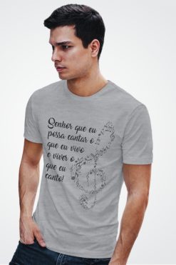 Camiseta Cantar o que vivo - M, Cinza Mescla