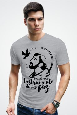 Camiseta Instrumento de Vossa Paz - M, Cinza Mescla