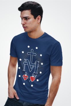 Camiseta Medalha Milagrosa - P, Azul Marinho